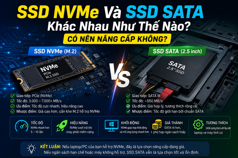 SSD NVMe Nhanh Hơn SSD SATA Bao Nhiêu? Có Đáng Tiền Để Nâng Cấp?